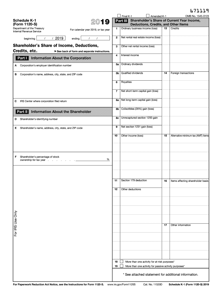 schedule k 1 form 1120s