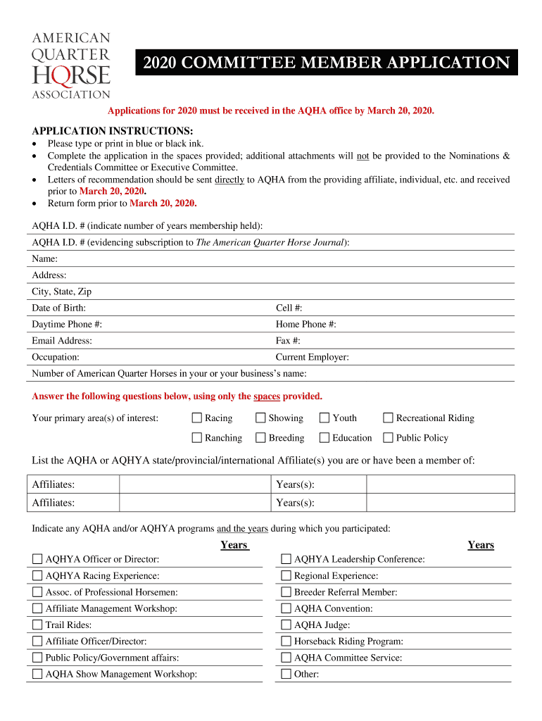 Fillable Online General Information All American Quarter Horse