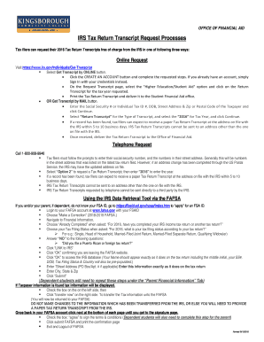 Fillable Online IRS Tax Return Transcript Request Processes Fax Email ...