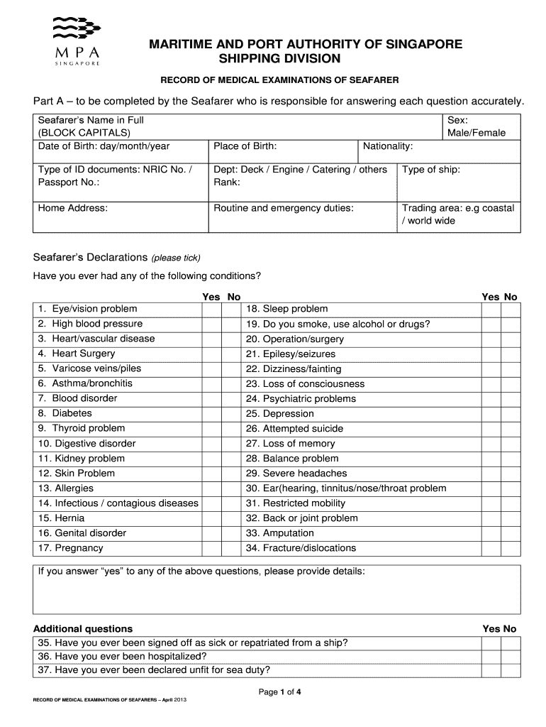 mpa medical form Preview on Page 1