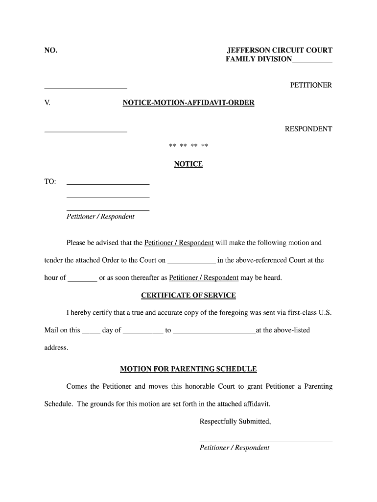 Fillable Online NO (A) JEFFERSON CIRCUIT COURT FAMILY DIVISION Fax Fillable Online NO (A) JEFFERSON CIRCUIT COURT FAMILY DIVISION Fax