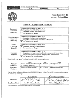 Consolidated Budget Request Fiscal Years 2020-21