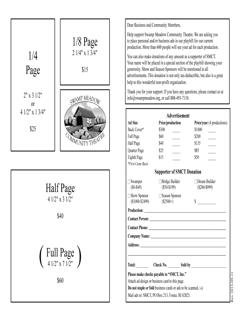 Fillable Online playbill ad form-2013 Fax Email Print - pdfFiller