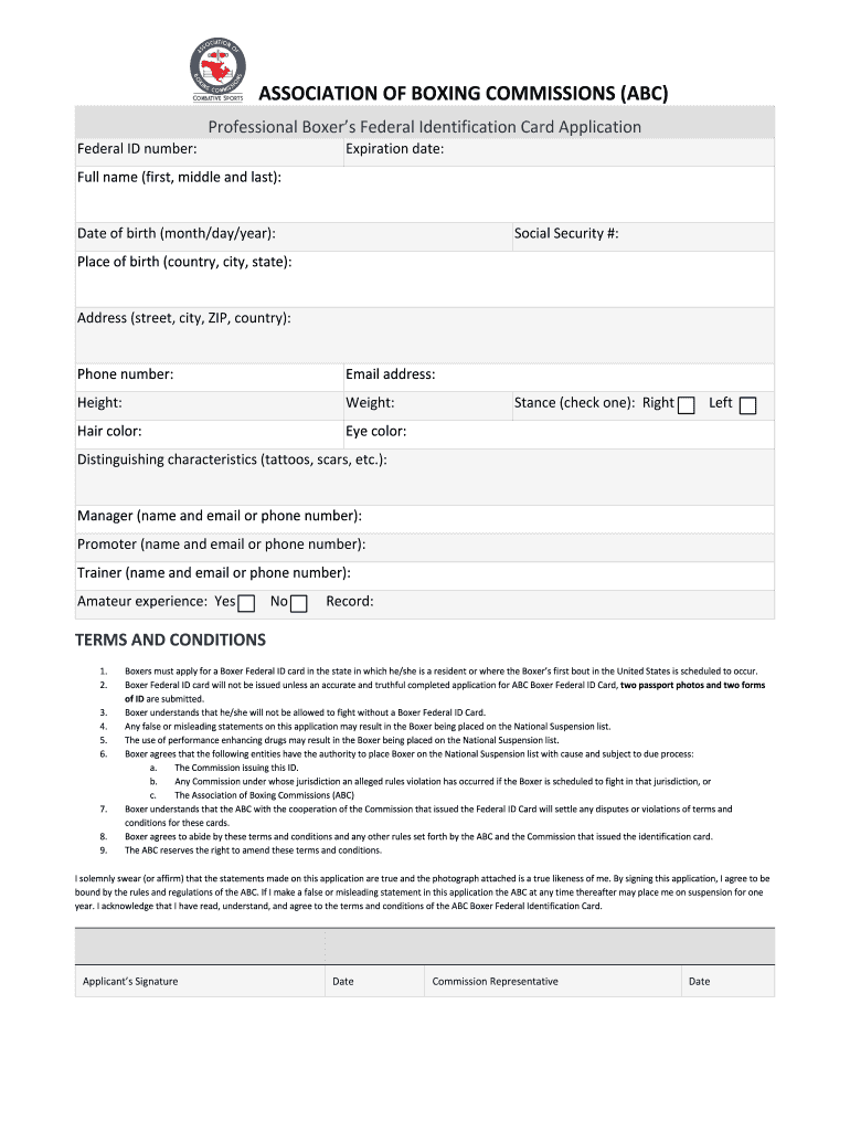 Boxing Federal ID application Boxing Federal ID application Preview on Page 1