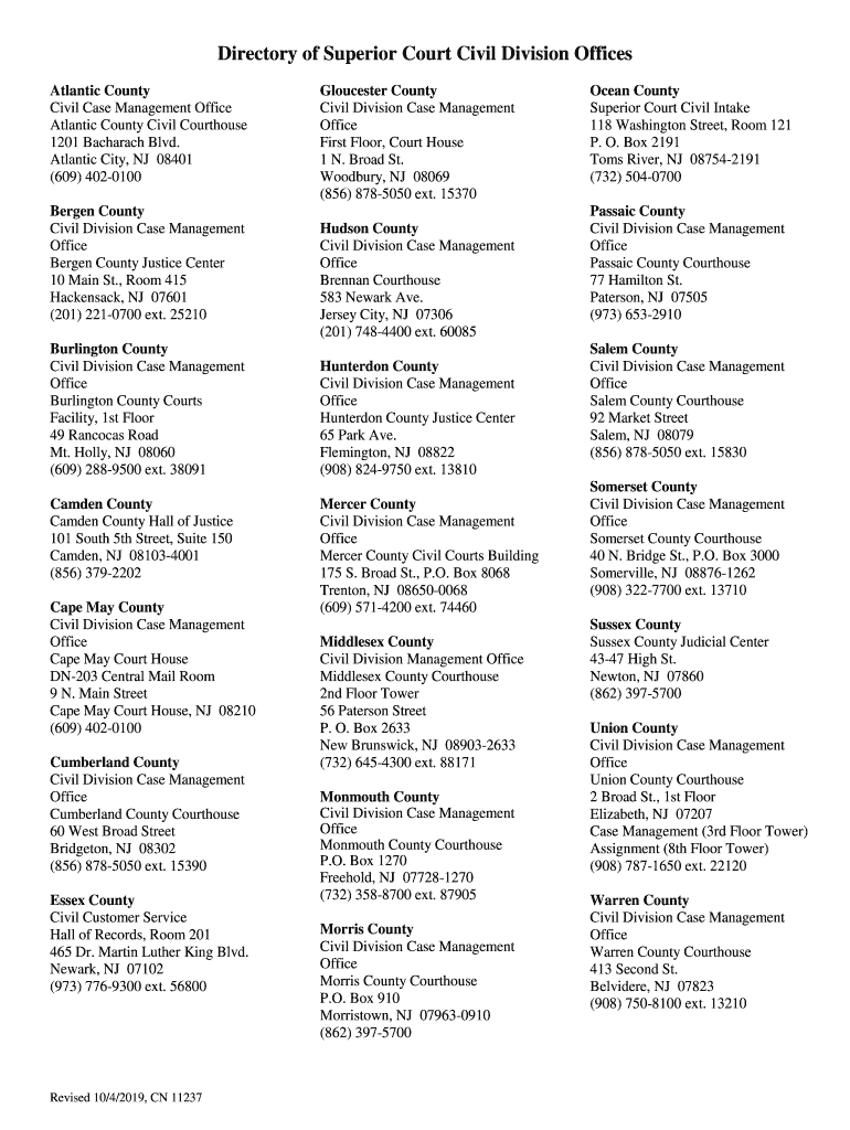 Fillable Online Civil Court Atlantic County Sheriff's Office Fax