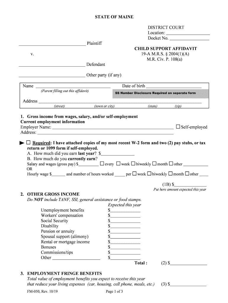 maine form Preview on Page 1