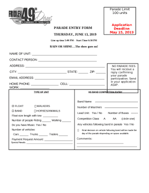 Parade entry form thursday, june 14, 2018 - City of Fridley