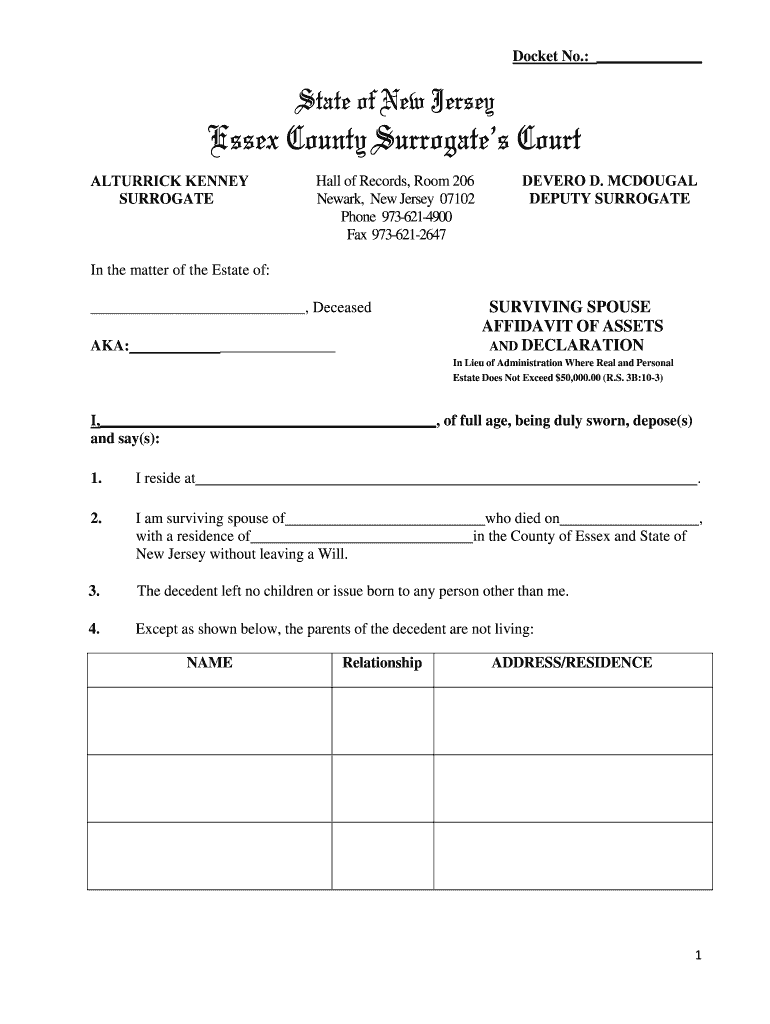 Essex County Surrogate Forms - Fill Online, Printable, Fillable, Blank ...