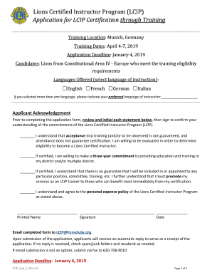 Lions certified instructor program