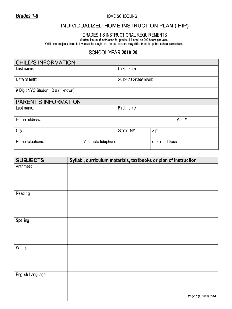 individualized home instruction plan sample Preview on Page 1