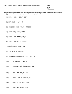 Bronsted Lowry Acids And Bases Worksheet - Fill and Sign Printable Template  Online
