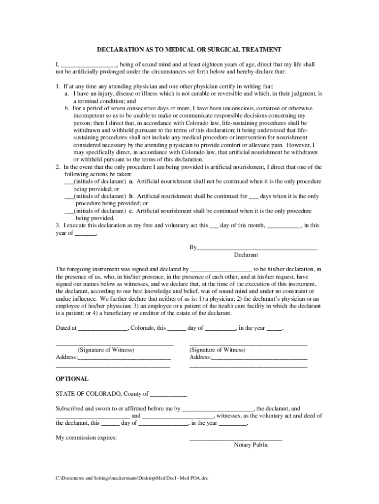 Med Decl - Med POA doc Preview on Page 1