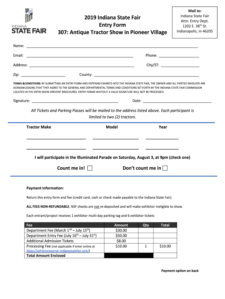 Fillable Online Antique Tractor Show in Pioneer Village Indiana State