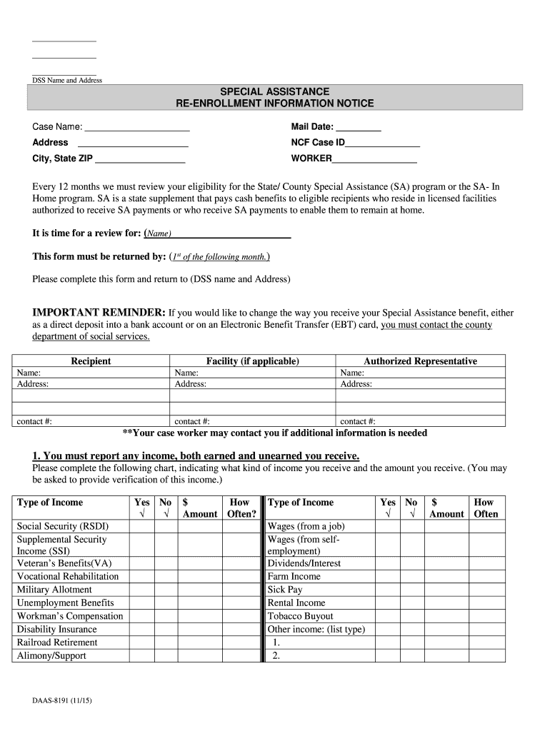 daas 8191 form Preview on Page 1