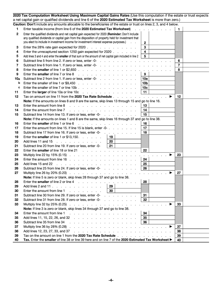 2020 Form IRS 1041 ES Fill Online Printable Fillable Blank PdfFiller