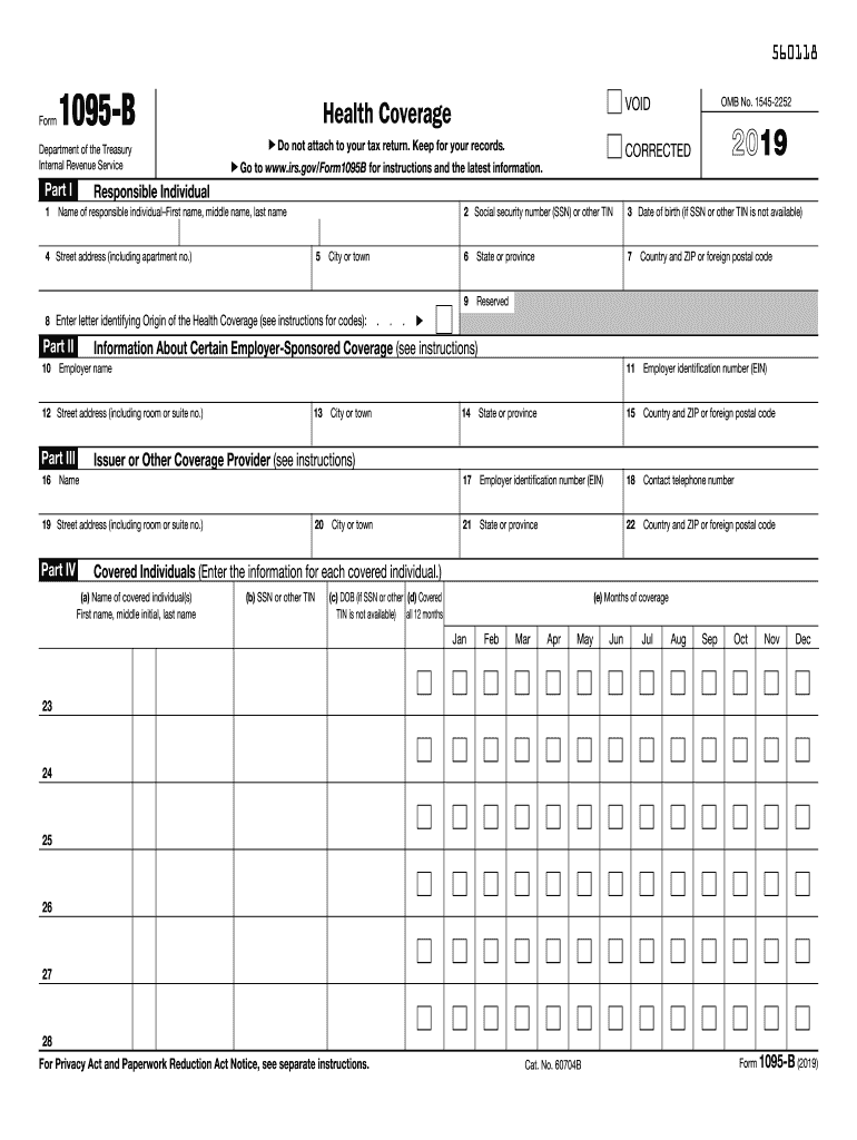 2019 Form IRS 1095 B Fill Online Printable Fillable Blank PdfFiller 2019 Form IRS 1095 B Fill Online Printable Fillable Blank PdfFiller