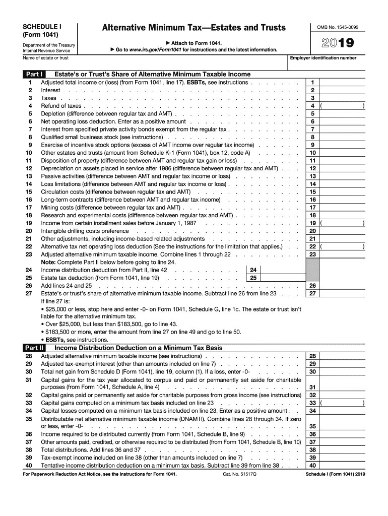 1041 2019 tax form schedule i Preview on Page 1