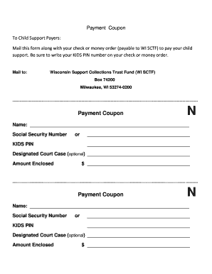 Wisconsin Child Support Payment Coupon
