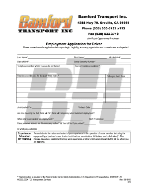 Employment Application for Driver - P31 Enterprises, Inc.