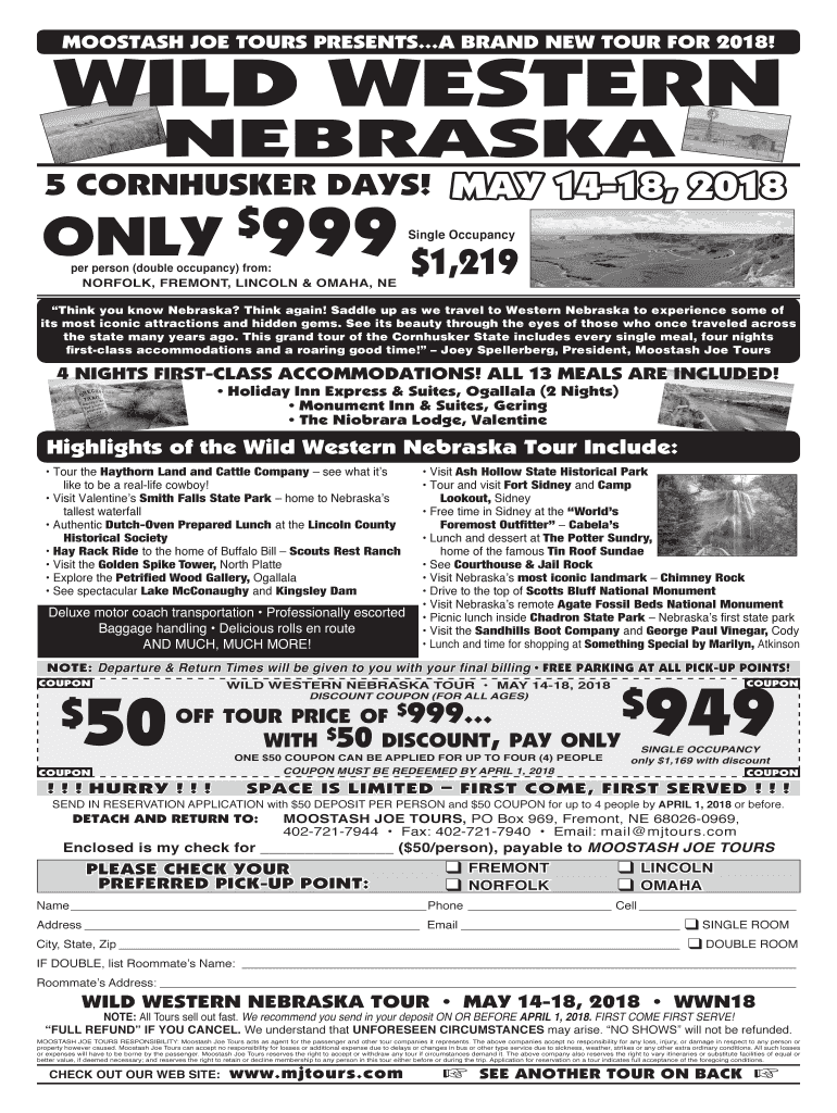 Fillable Online 50 949 wild western Moostash Joe Tours Fax Email