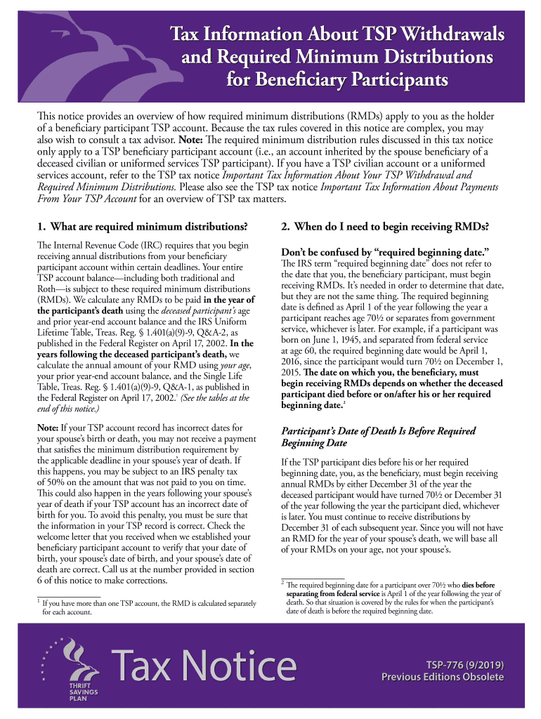 Fillable Online Important Tax Information About Your TSP Withdrawal and