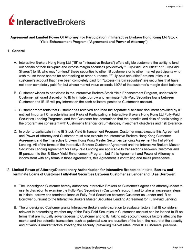 Fillable Online Agreement and Limited Power Of Attorney For Participation  in Interactive Brokers Hong Kong Ltd Stock Fax Email Print - pdfFiller