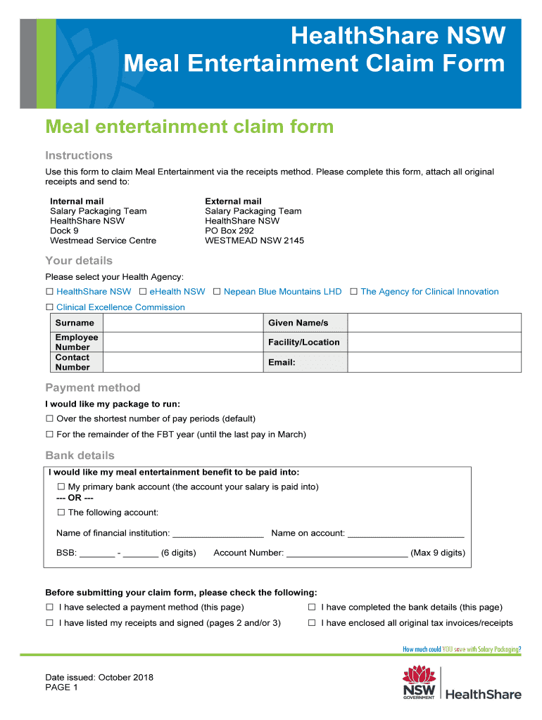 Meal Entertainment Claim Form Fill Online, Printable, Fillable, Blank pdfFiller