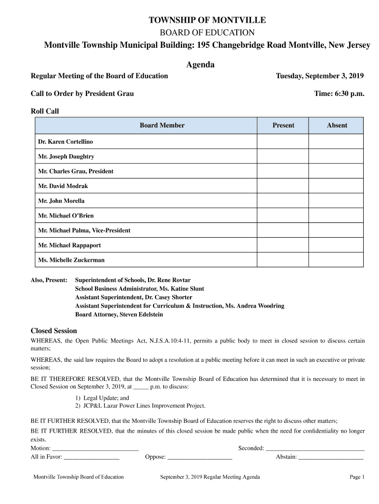 Fillable Online Montville Township Municipal Building 195 Changebridge