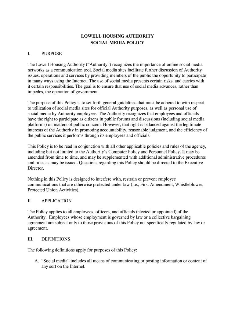 Fillable Online The Lowell Housing Authority (Authority) recognizes the