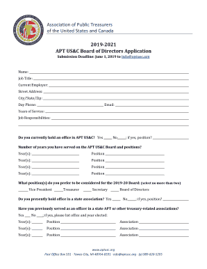 APT US&C Board of Directors Application