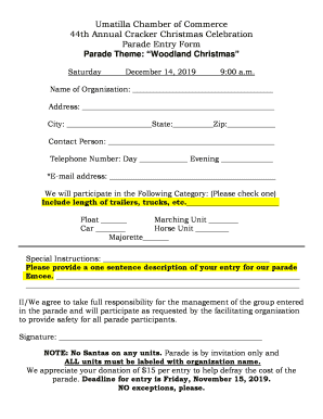 The Parade Entry Form - Umatilla Chamber of Commerce