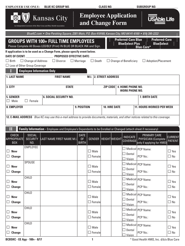 Fillable Online Solicitud de Empleado y Formulario de Cambio Fax Email ...