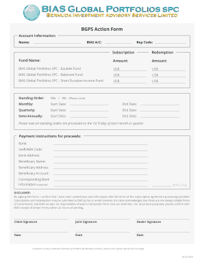 BIAS Global Portfolios Action Form
