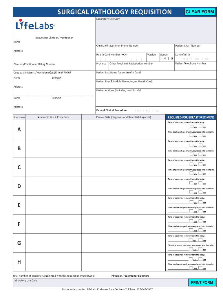 surgical pathology requisition form Preview on Page 1