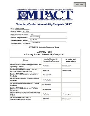 Accessibility Template (VPAT) - Procurement