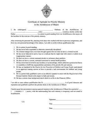 Certificate of Aptitude for Priestly Ministry in the ...