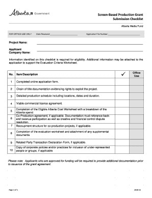 Screen-Based Production Grant Submission Checklist