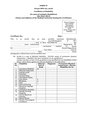 Certificate of Disability Form-VI