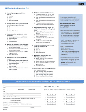 Fillable Online IHS Continuing Education Test ANSWER SECTION Fax Email Fillable Online IHS Continuing Education Test ANSWER SECTION Fax Email