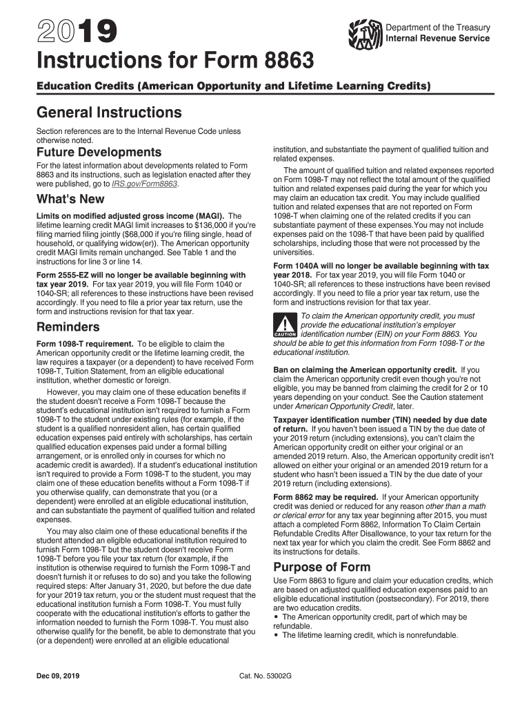 2019 form 8863 instructions Preview on Page 1