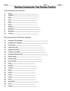 Naming Ionic Compounds Practice Worksheet - Solutions - Fill and Sign  Printable Template Online