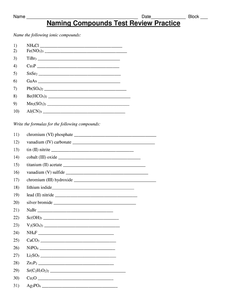 Naming Ionic Compounds Practice Worksheet - Solutions - Fill and With Regard To Naming Ionic Compounds Worksheet Answers