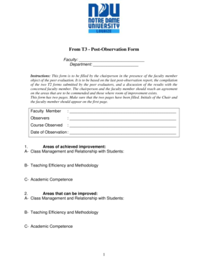 Post-Observation Faculty Evaluation Form