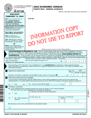 US Census Bureau Economic Census Form