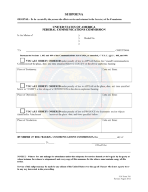 FCC Form 766 Subpoena
