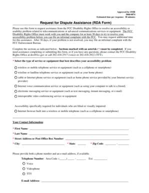 Request for Dispute Assistance (RDA Form)