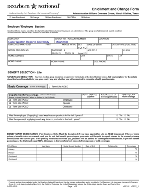 Fort Dearborn Life Insurance Enrollment and Change Form