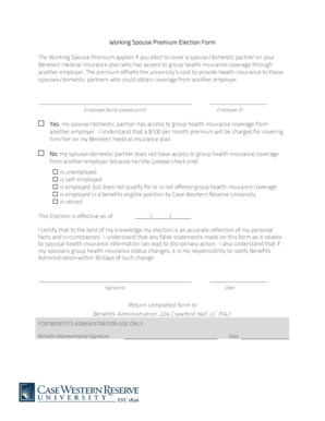 Working Spouse Premium Election Form