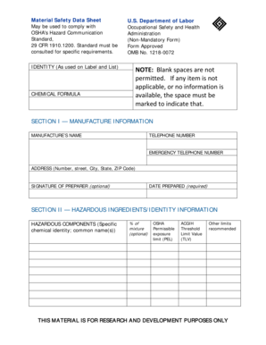 Material Safety Data Sheet