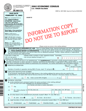 US Virgin Islands Economic Census Form